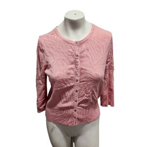 White House Black Market Pink Button Front Cardigan Sweater Women’s Size Large